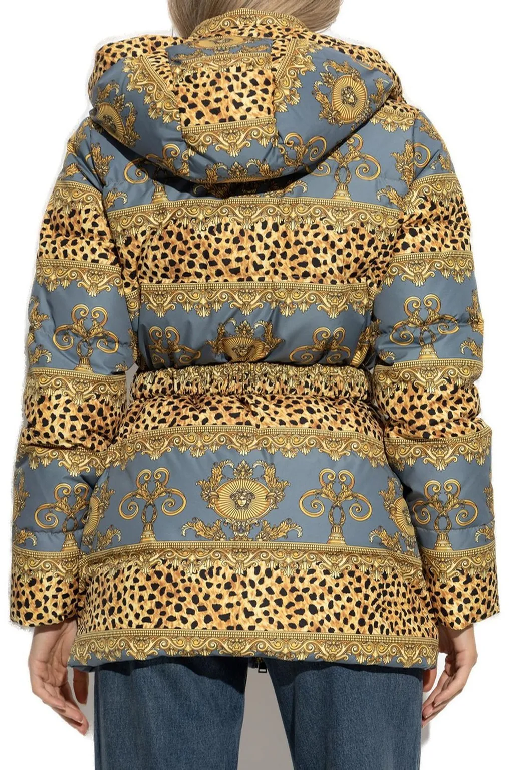 Puffer Jacket With Barocco Print