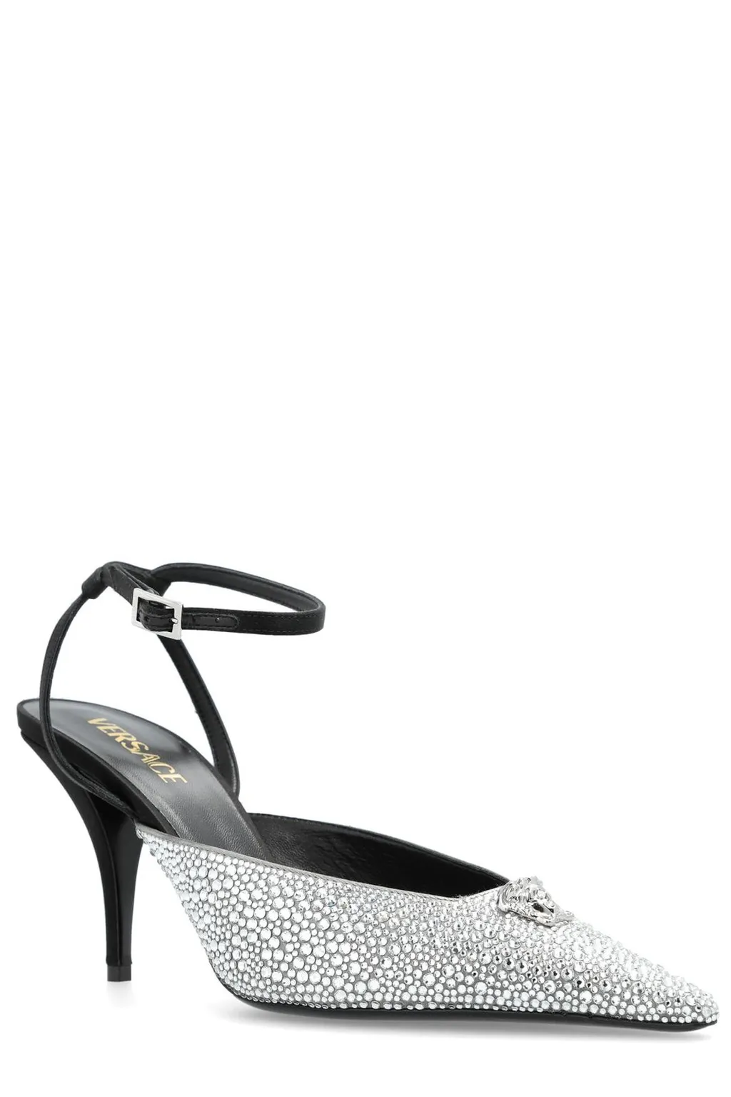 Crystal-Embellished Slingback Pumps