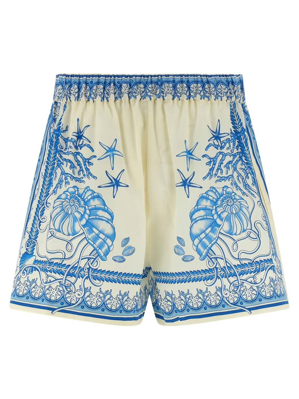 Medusa Print Silk Pajama Shorts