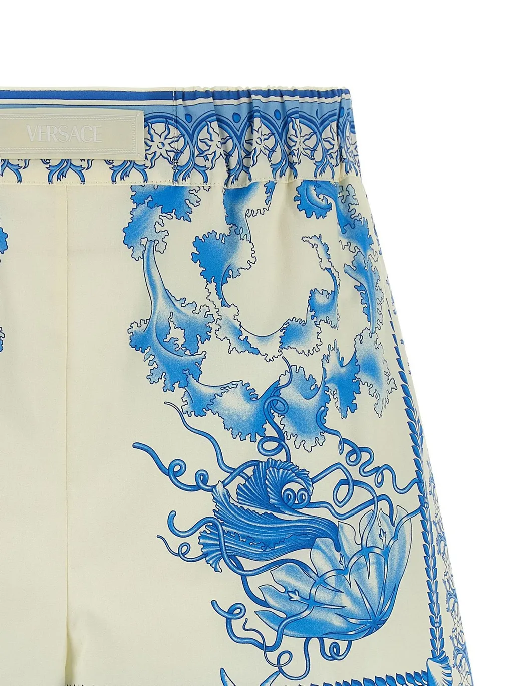 Medusa Print Silk Pajama Shorts