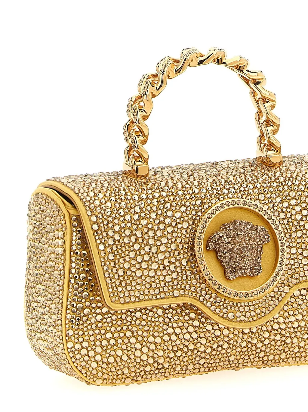 Medusa Embellished Top Handle Bag