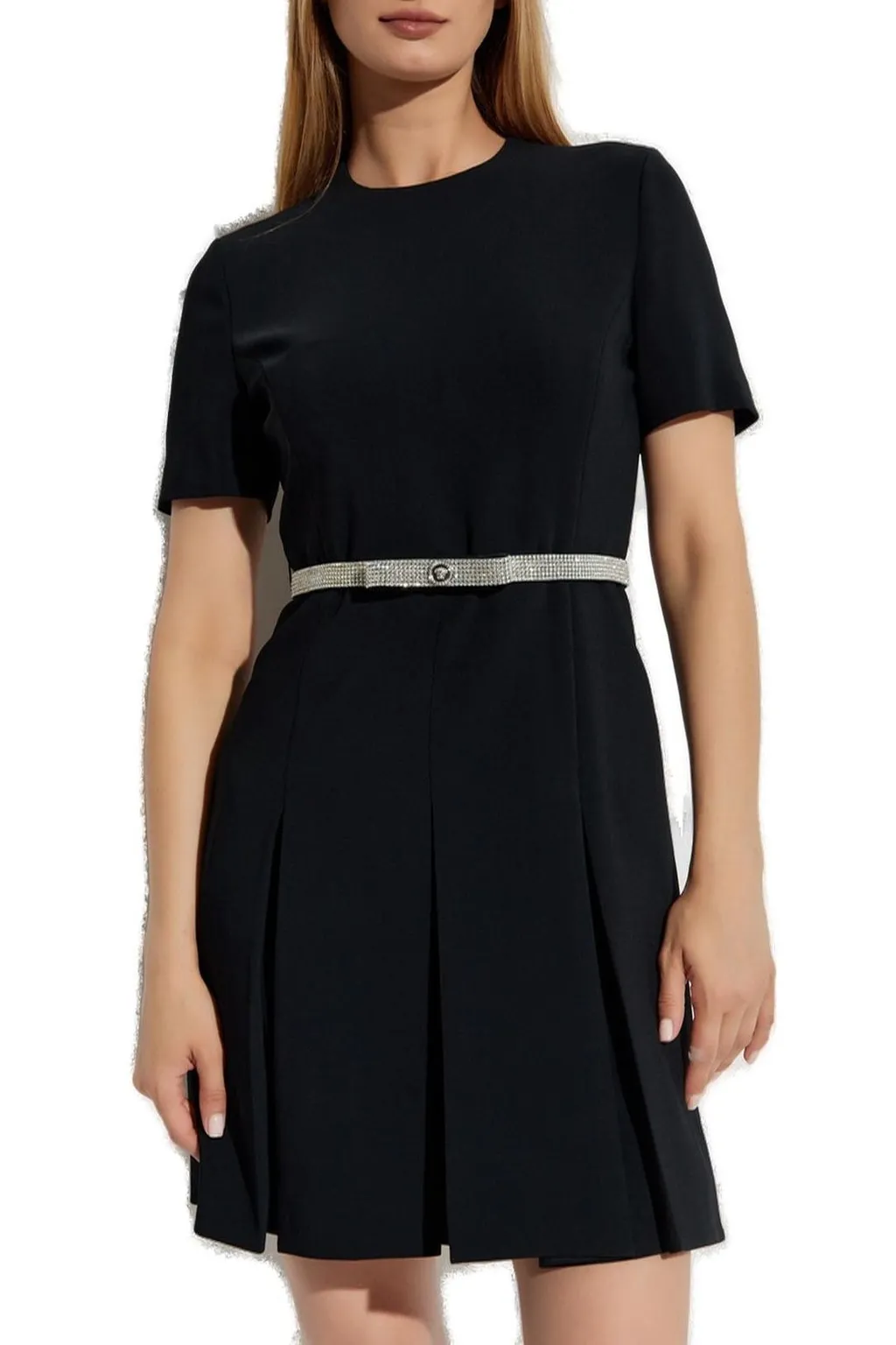 Short Sleeve Dress With Embellished Belt