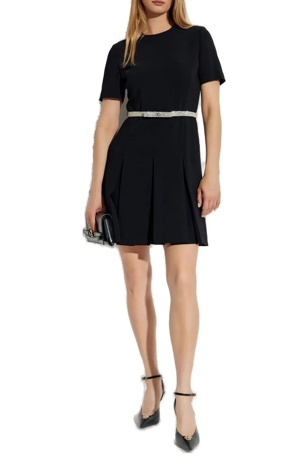 Short Sleeve Dress With Embellished Belt