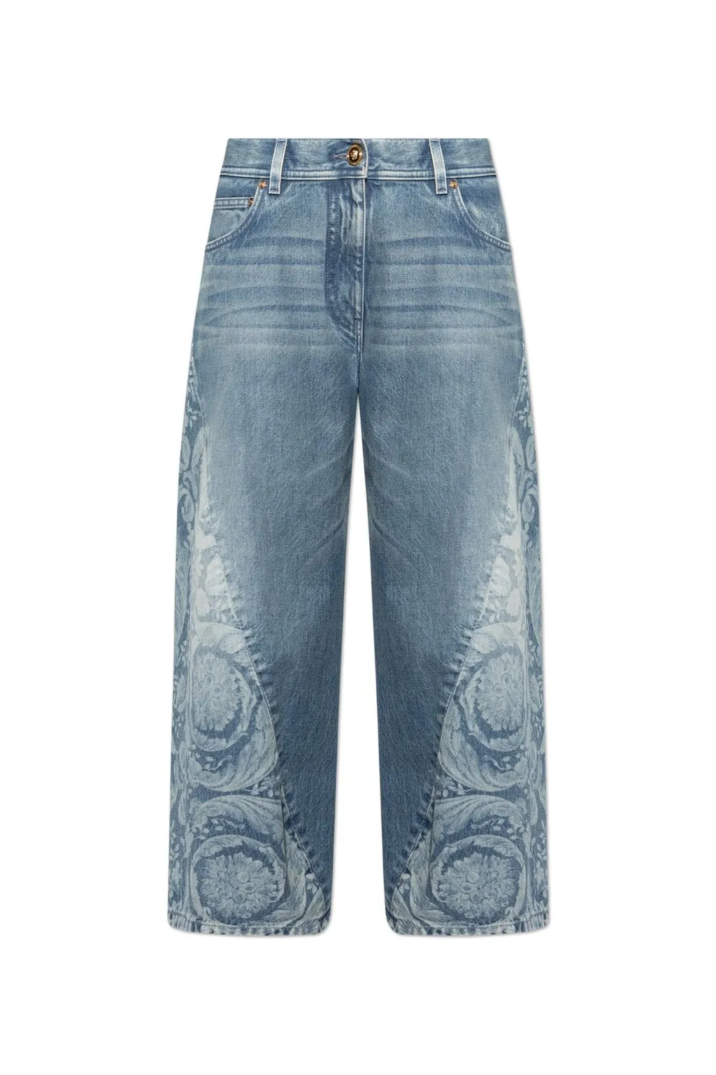 Wide-Leg Jeans With Baroque Print