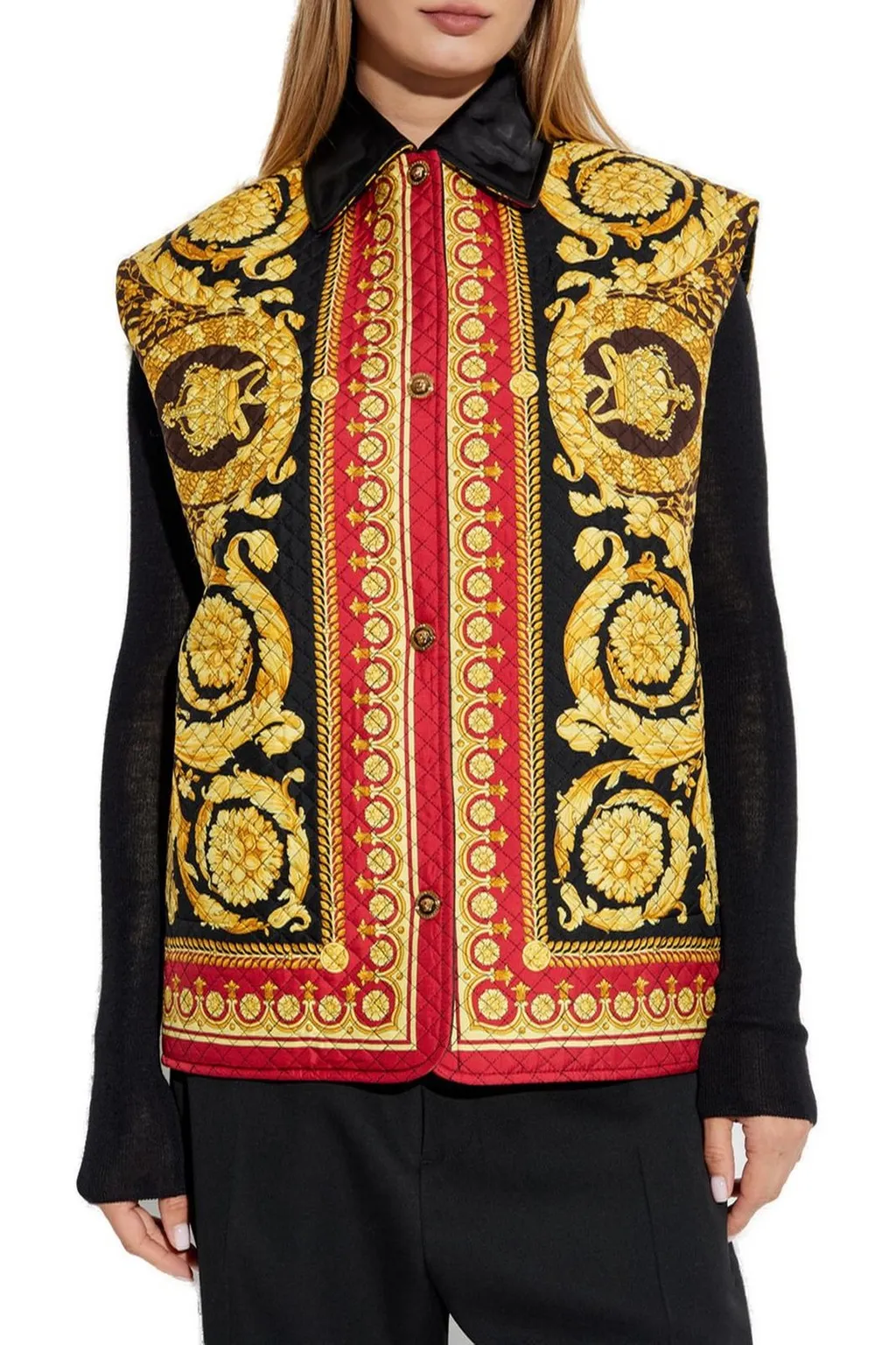 Quilted Vest With Baroque Print