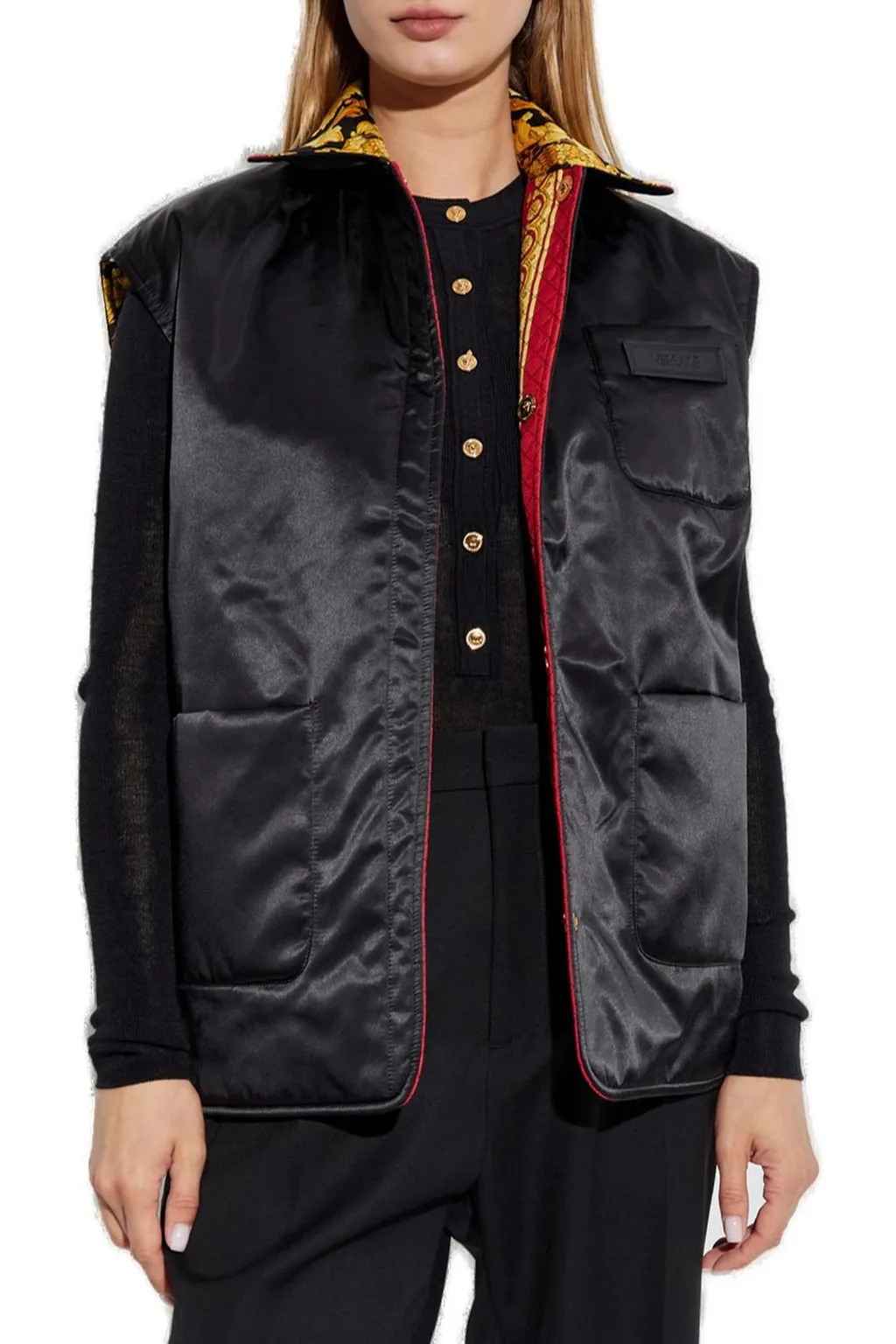 Quilted Vest With Baroque Print