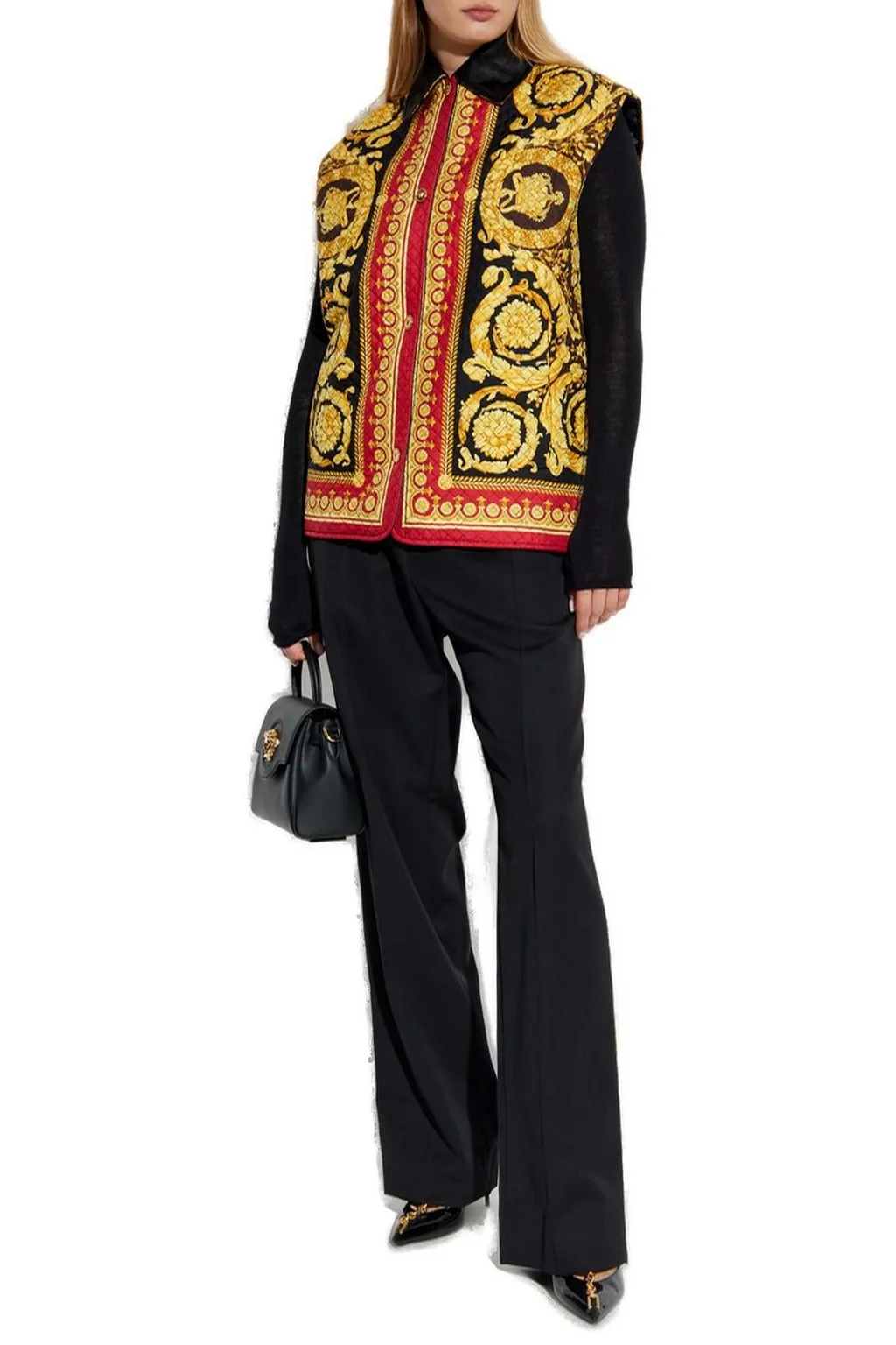 Quilted Vest With Baroque Print