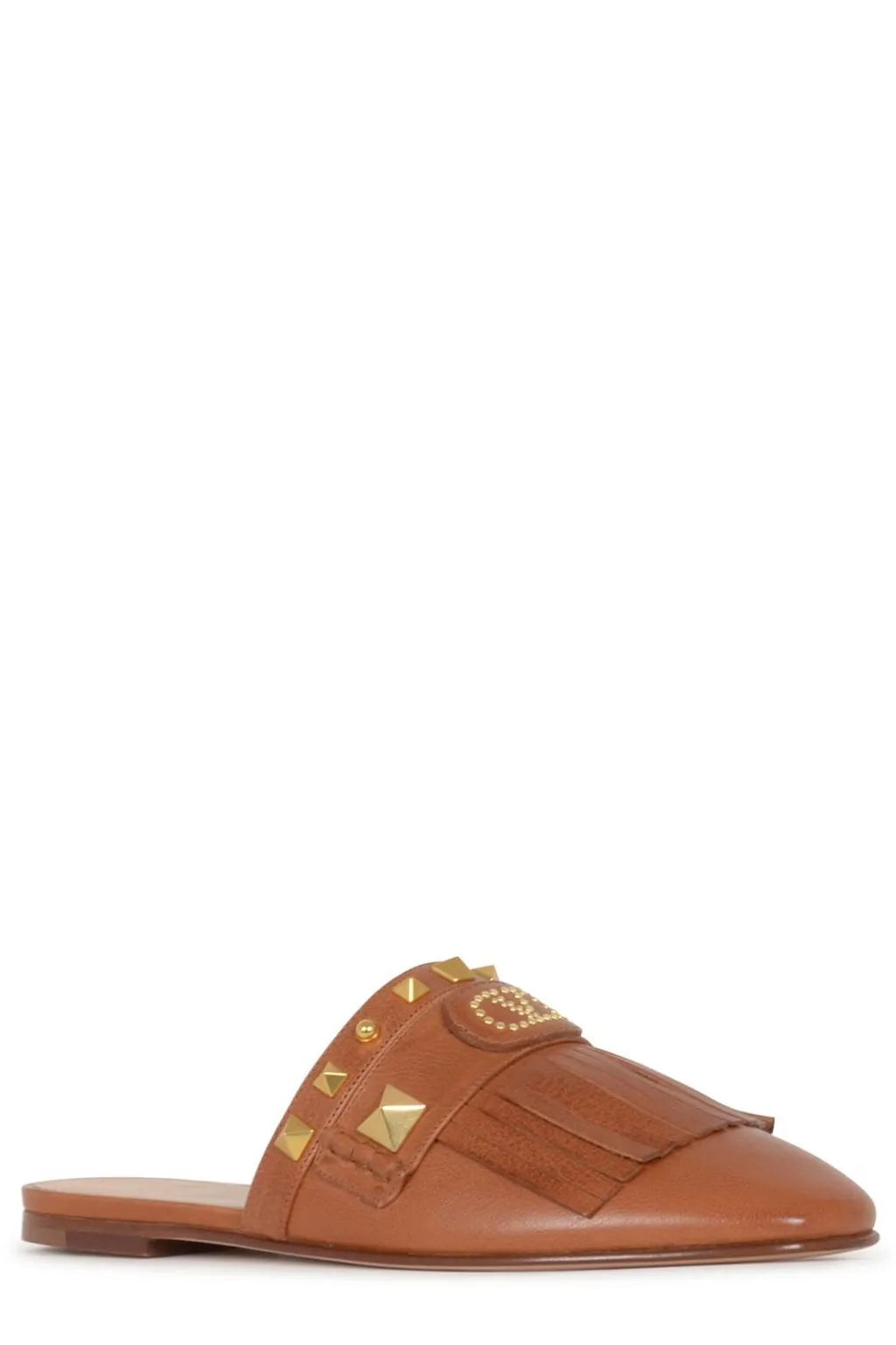 Mules With Studs And Fringe