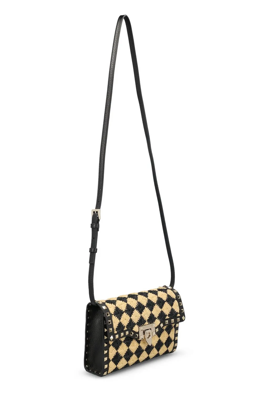 Studded Woven Shoulder Bag