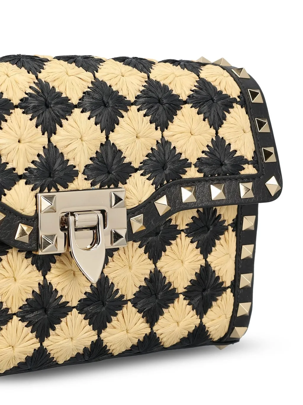 Studded Woven Shoulder Bag