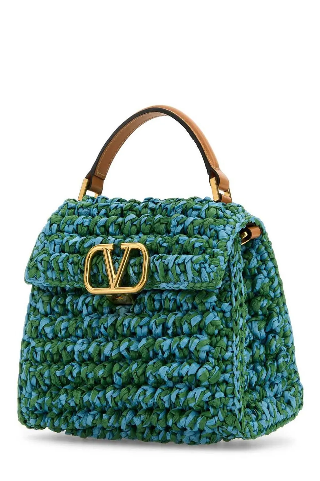 Vltn Times Raffia Top Handle Bag
