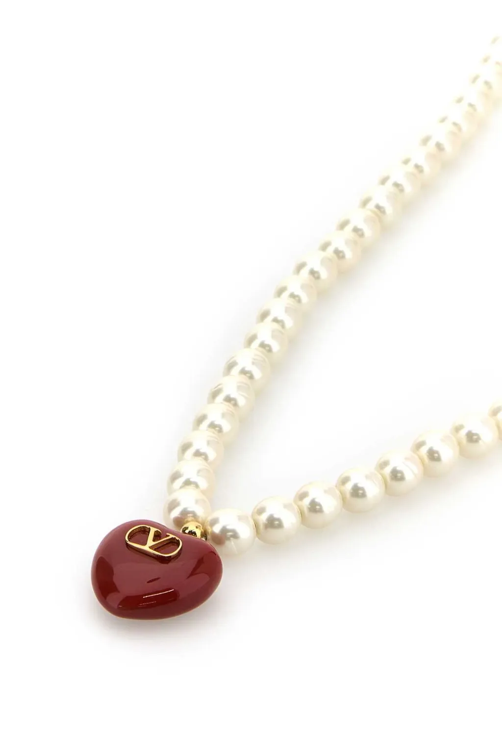 Pearl Necklace With Heart Charm