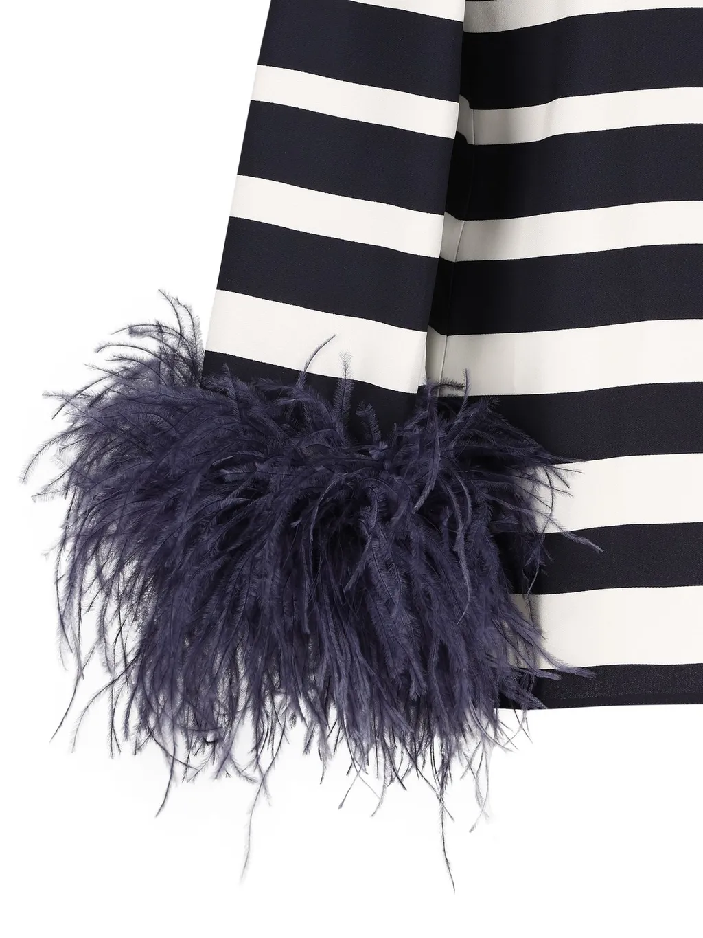 Striped Mini Dress With Feather Cuffs