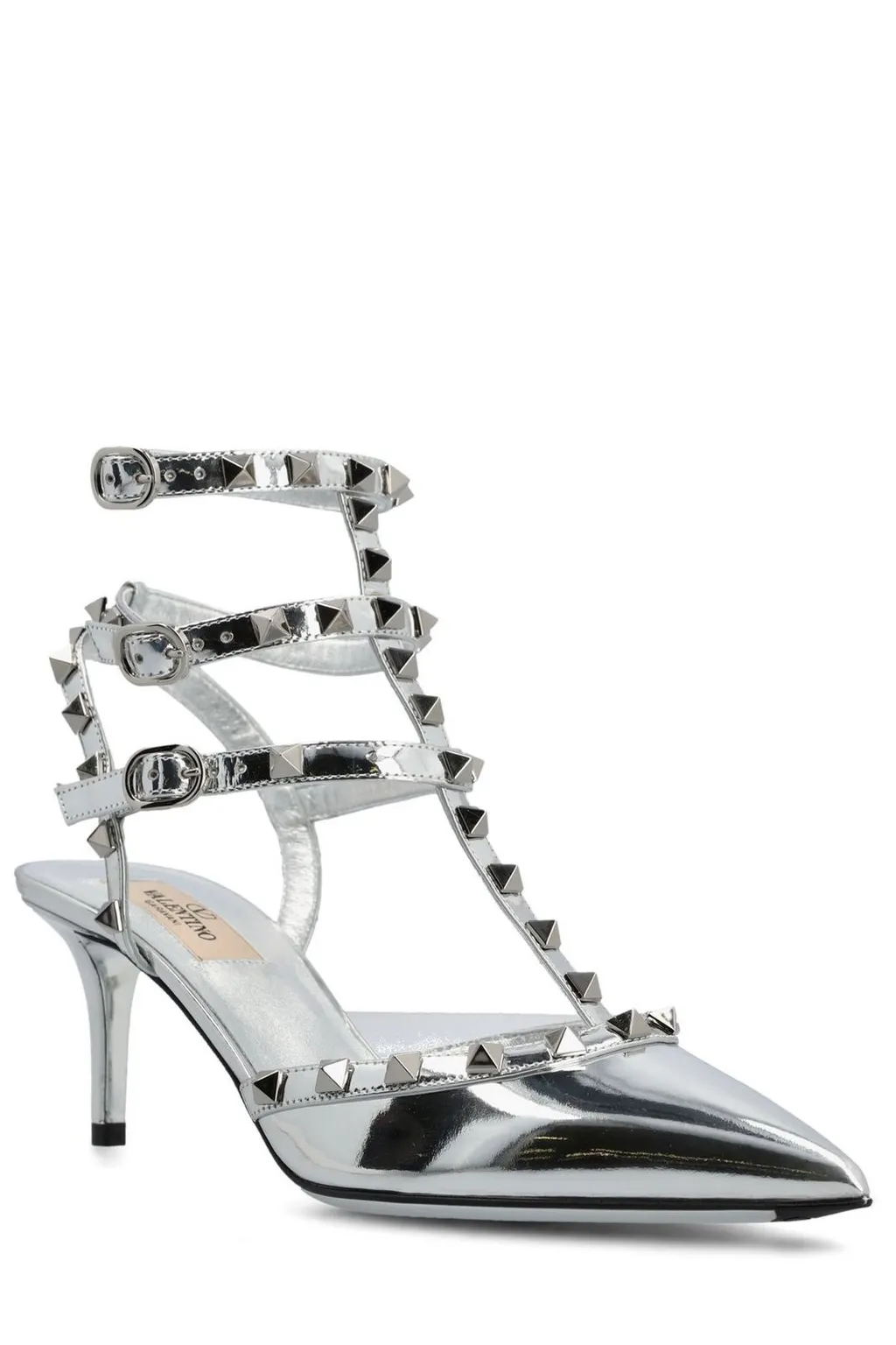 Studded Leather Slingback Pumps