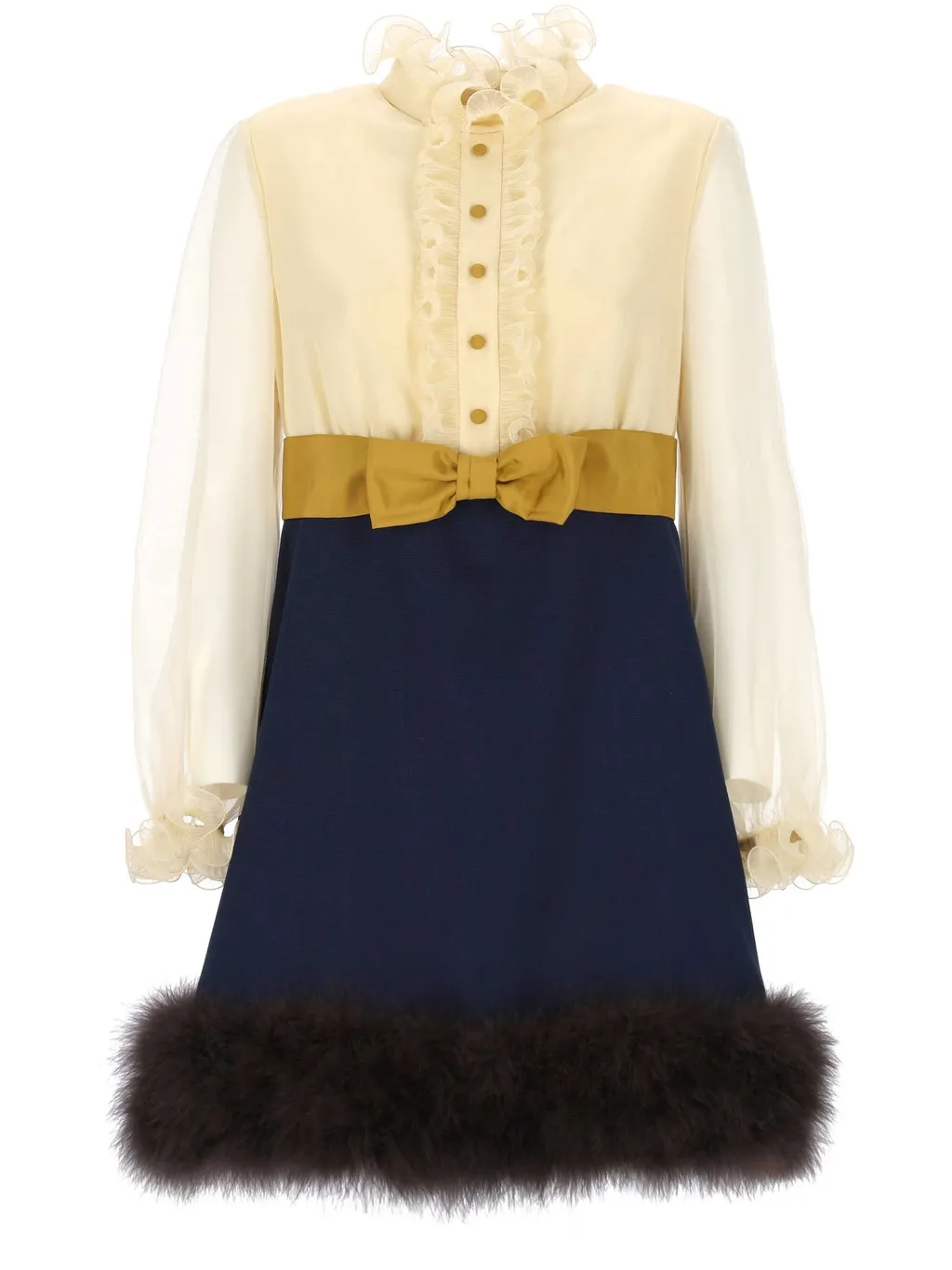 Mini Dress With Feather Trim