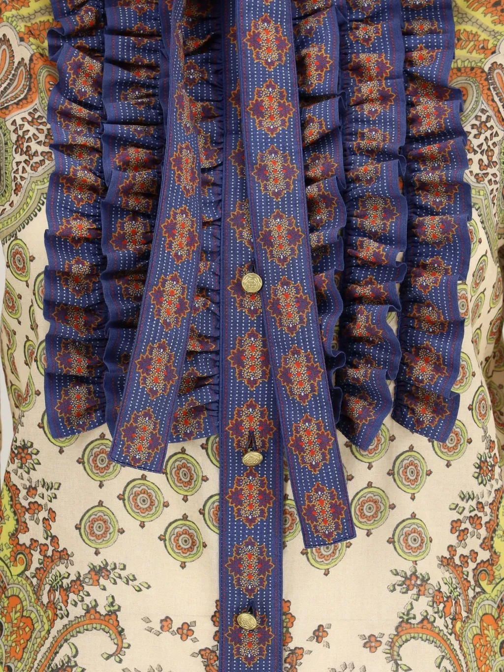 Paisley Print Silk Shirt With Ruffles