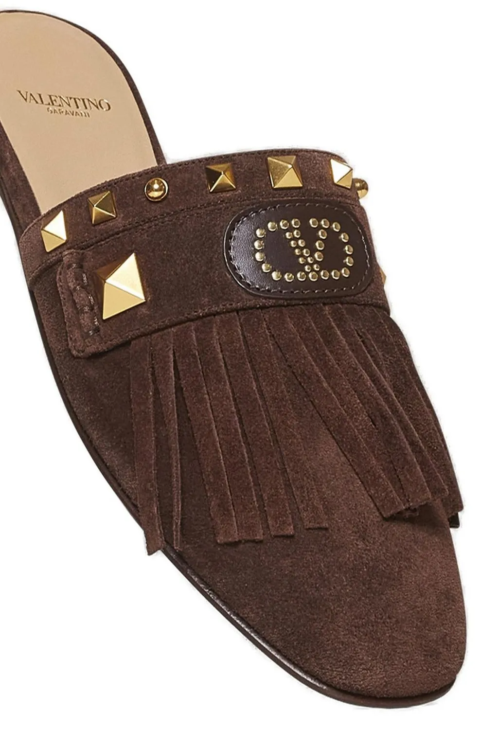 Mules With Studs And Fringes