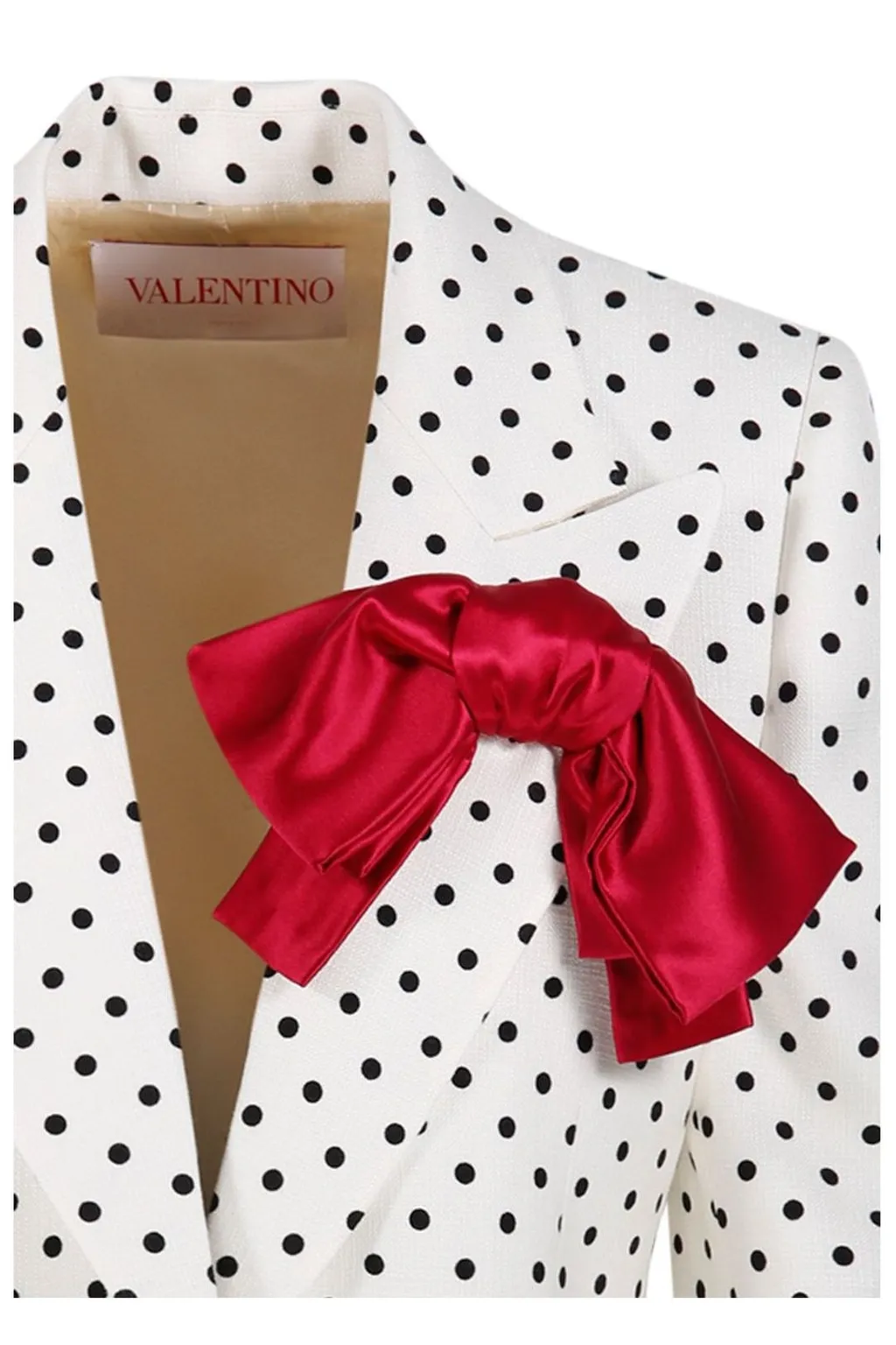 Polka Dot Blazer With Bow Detail
