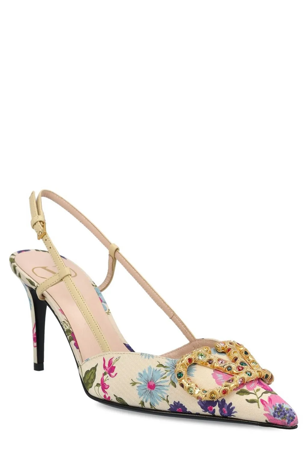 Floral Slingback Pumps