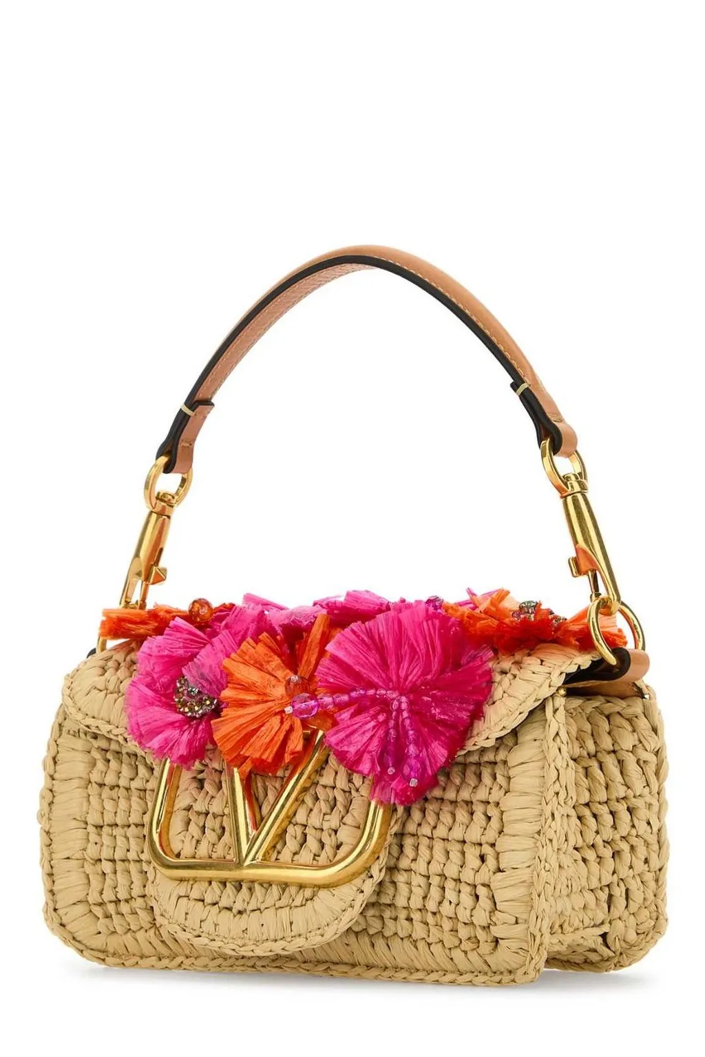 Valentino Garavani Vlogo Raffia Shoulder Bag