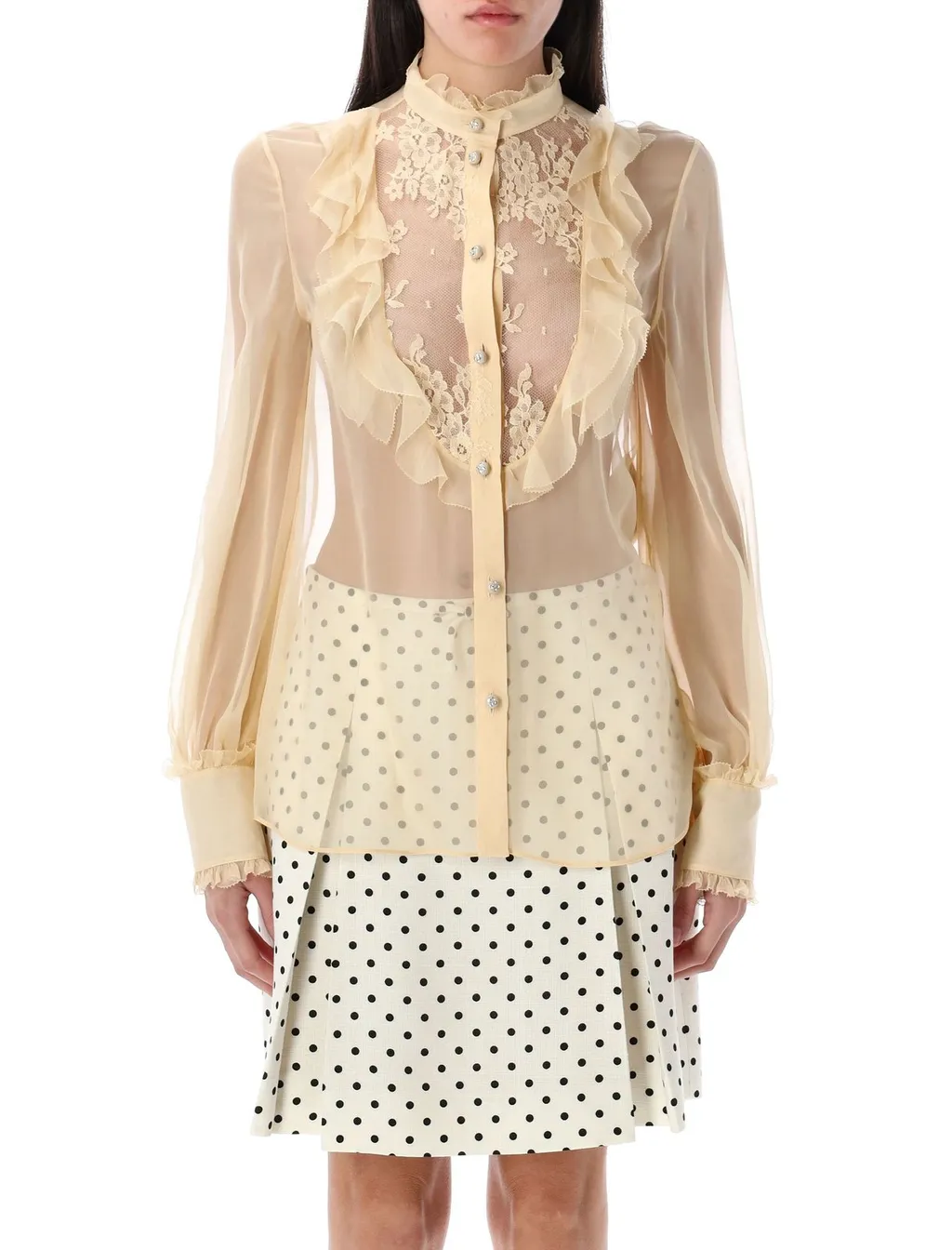 Ruffled Lace Trimmed Blouse