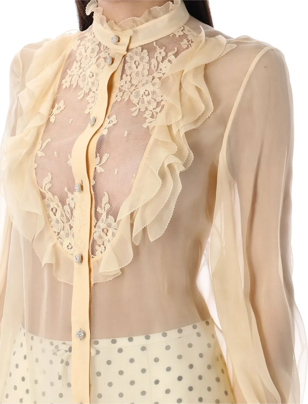 Ruffled Lace Trimmed Blouse