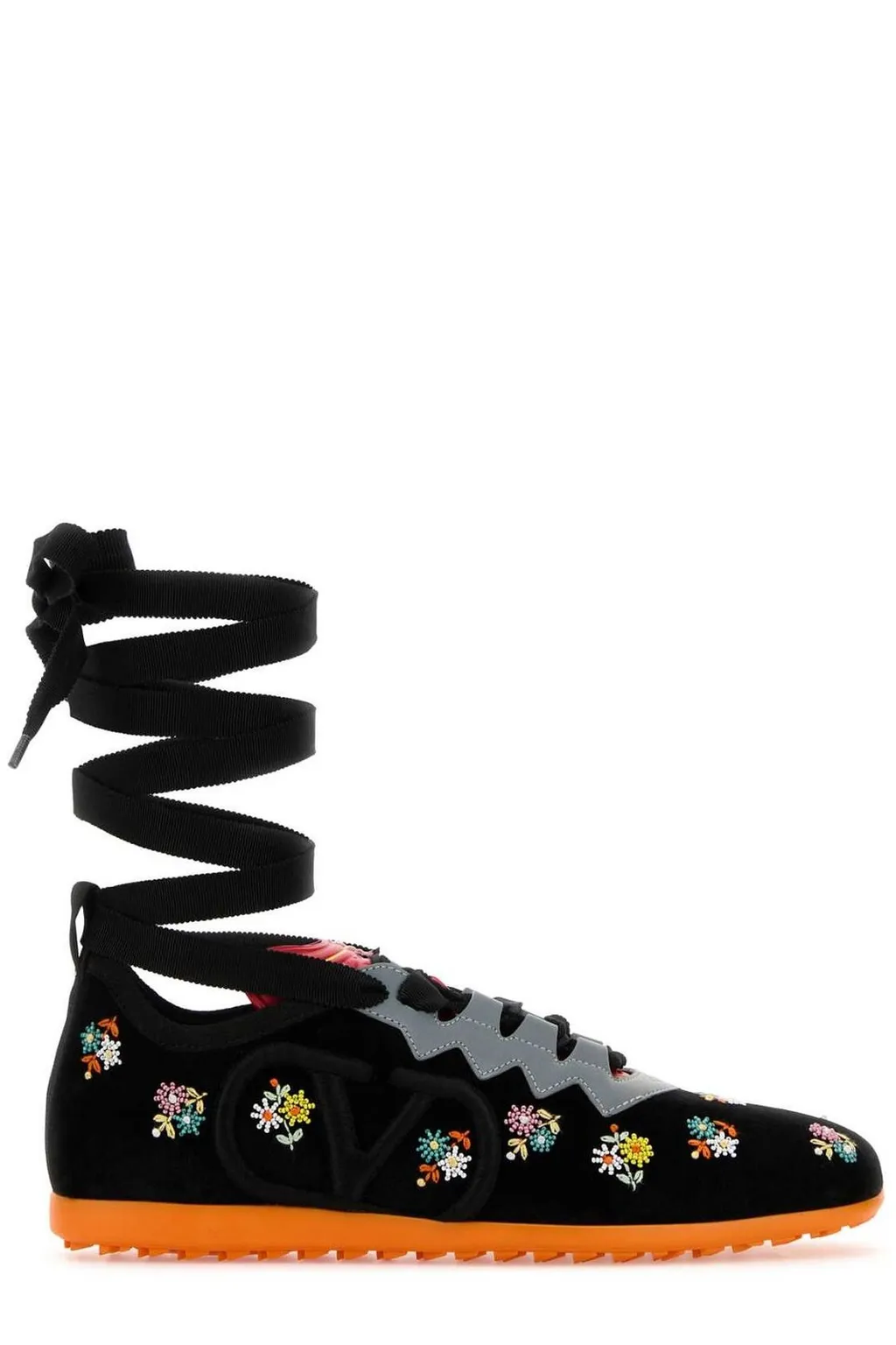 Embellished Sneakers With Lace-Up Ribbons