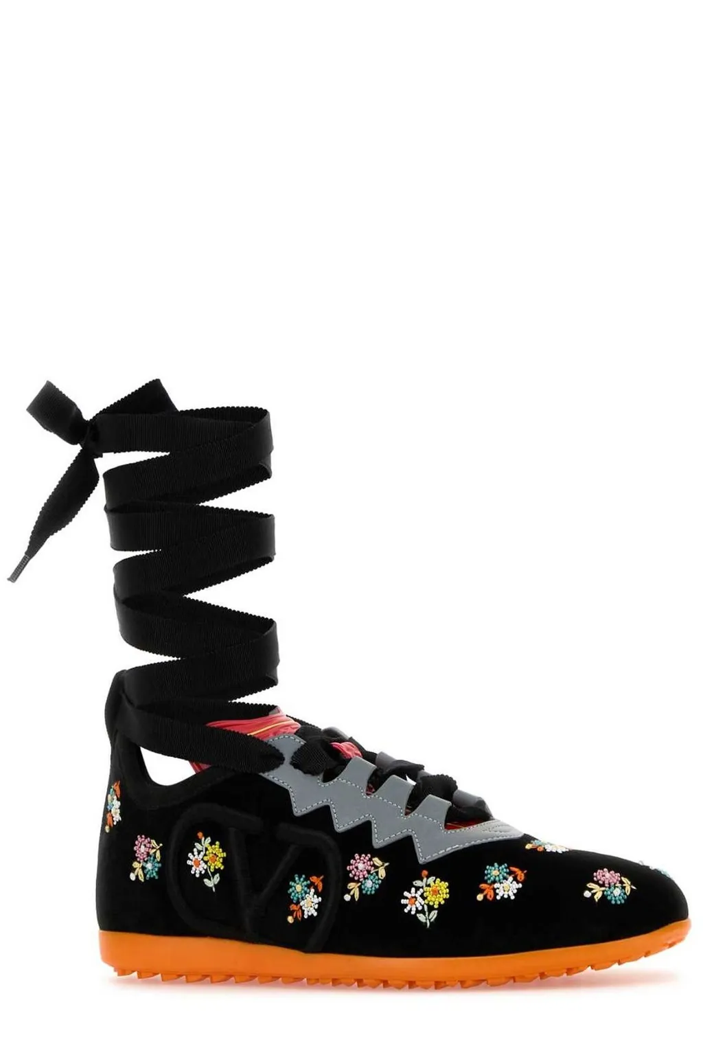 Embellished Sneakers With Lace-Up Ribbons
