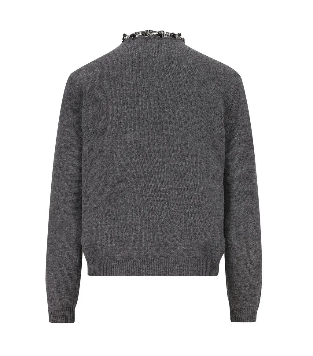 Cardigan With Embellished Neckline