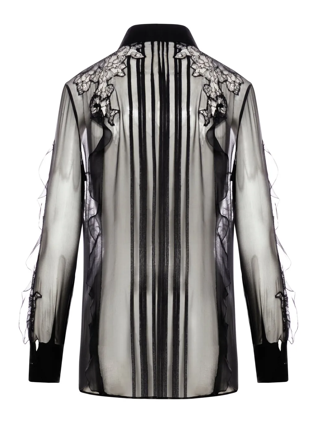 Sheer Lace Trimmed Shirt