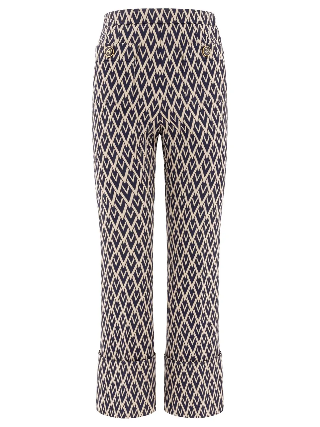 High-Waisted Patterned Trousers