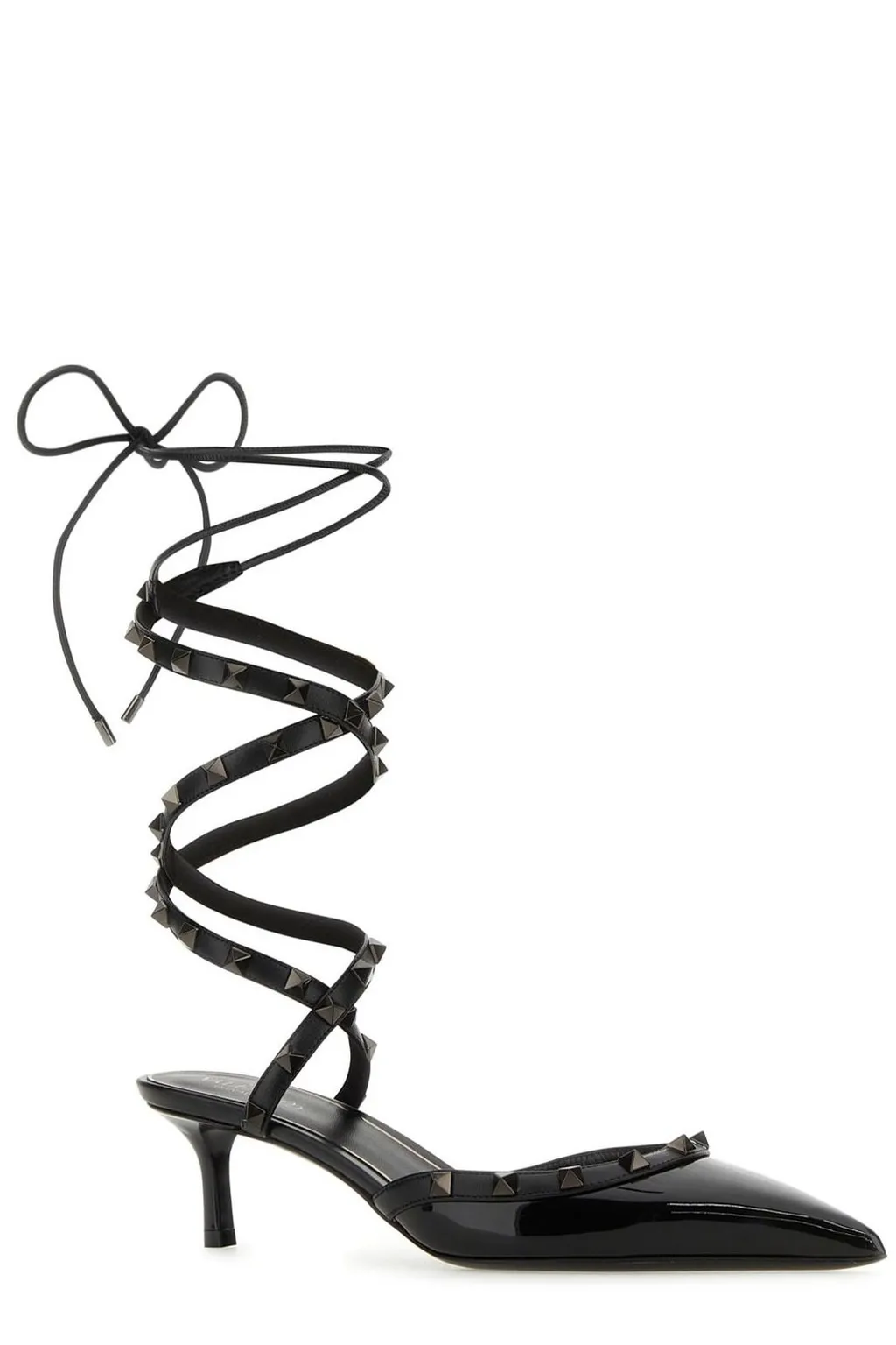 Studded Lace-Up Kitten Heels