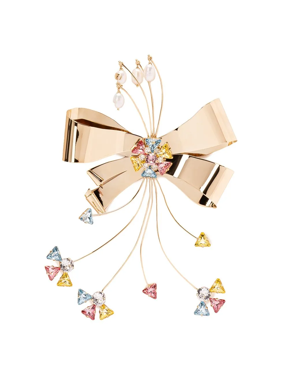 Bow Brooch With Pearls And Crystals