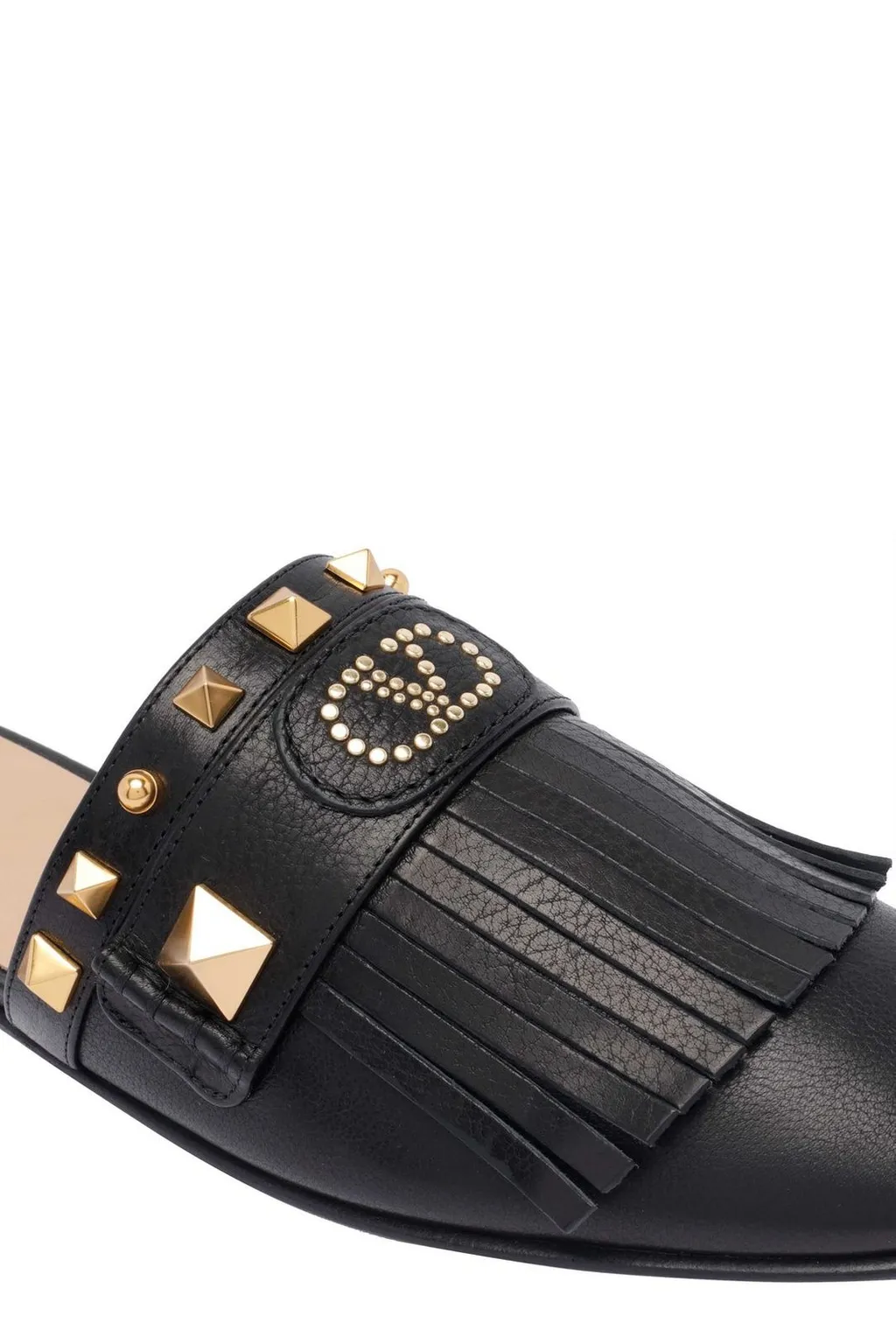 Mules With Studs And Fringe