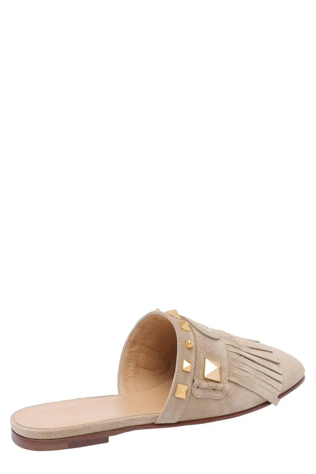 Mules With Studs And Fringe