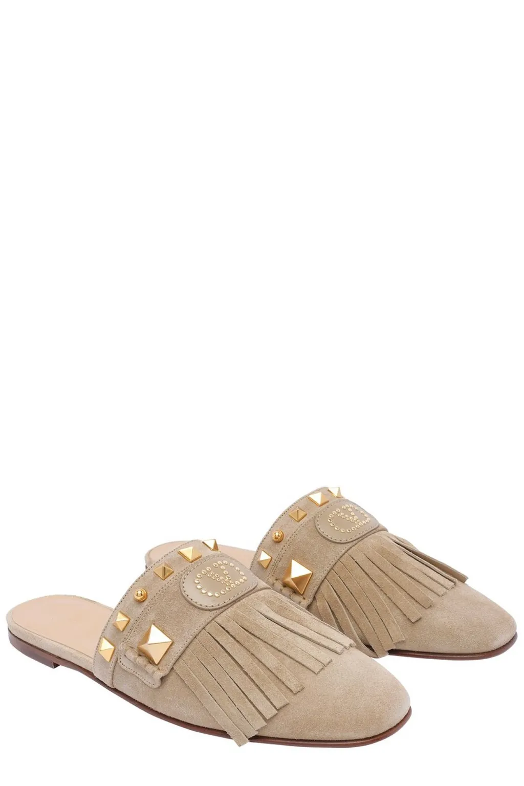 Mules With Studs And Fringe