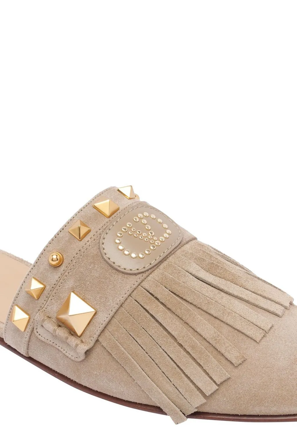 Mules With Studs And Fringe
