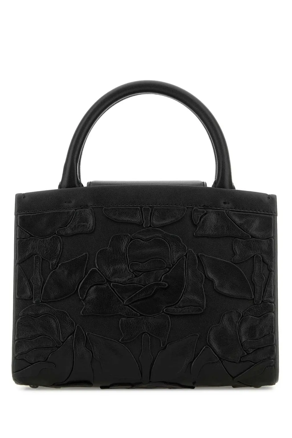 Rose Embellished Top Handle Bag
