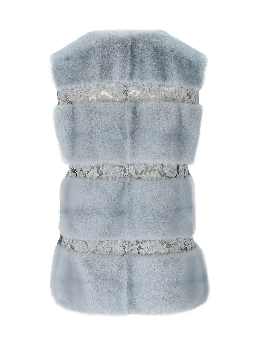 Sleeveless Fur Vest With Lace Inserts