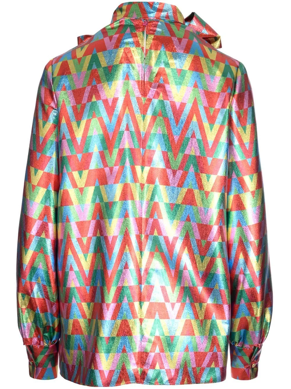 Geometric Print Blouse With Bow Detail