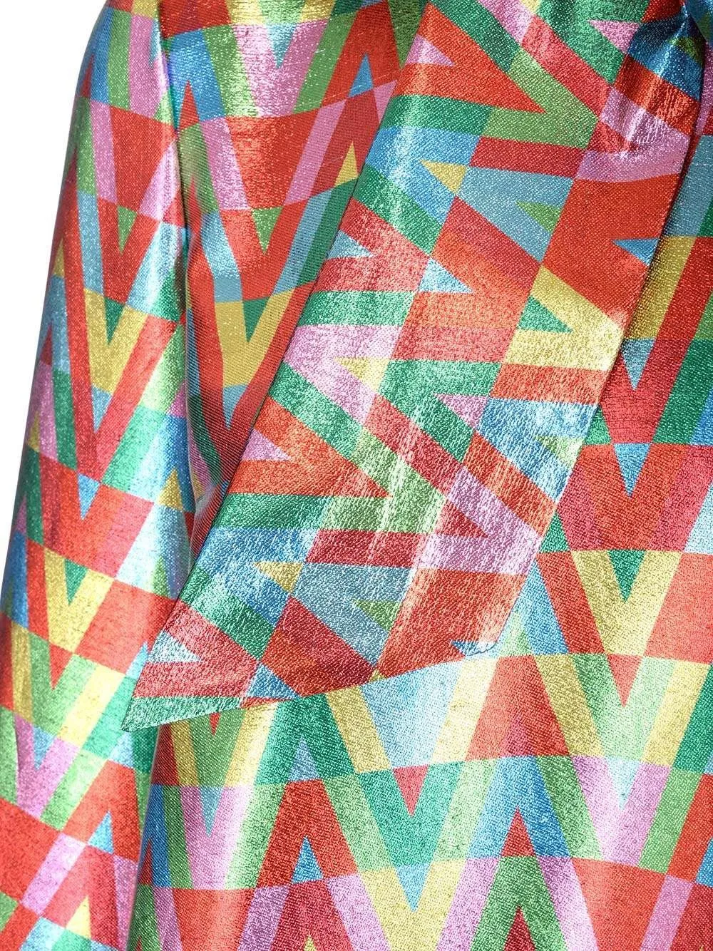 Geometric Print Blouse With Bow Detail