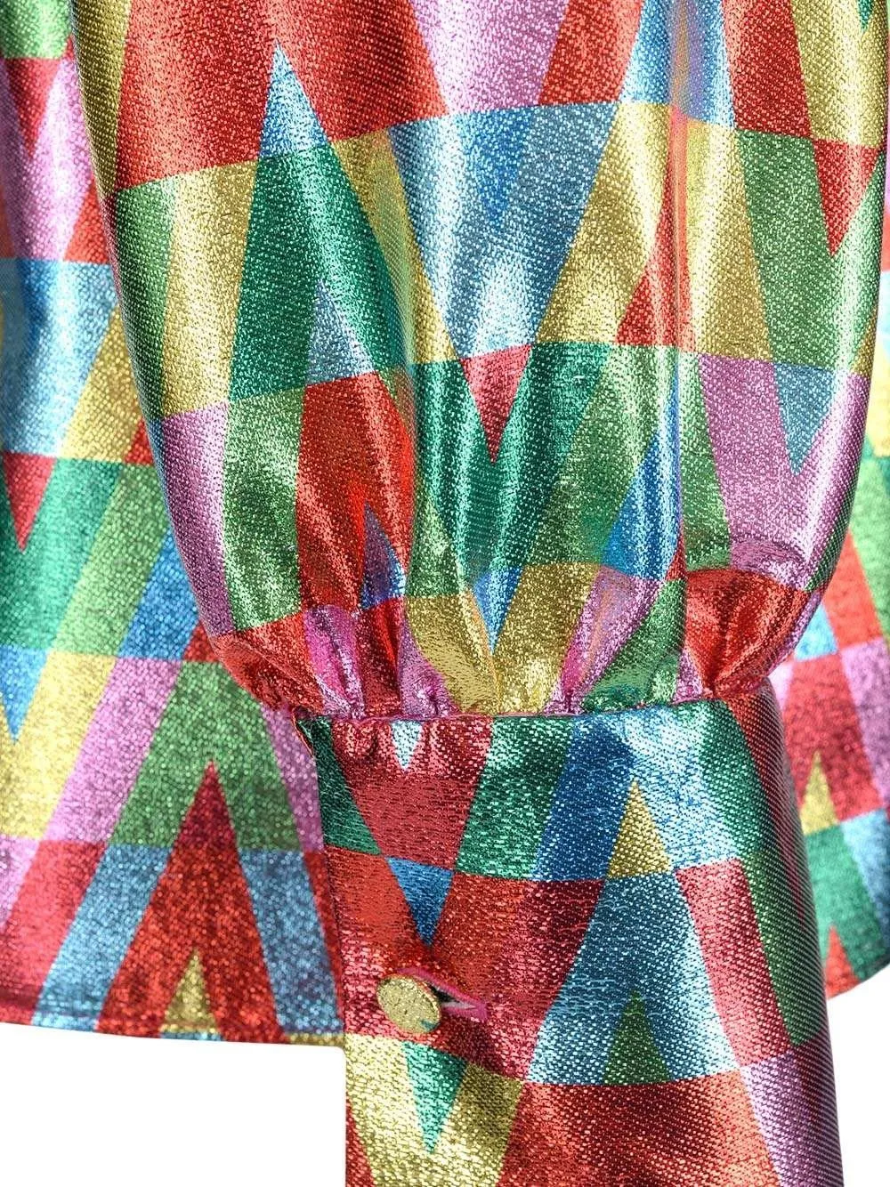 Geometric Print Blouse With Bow Detail