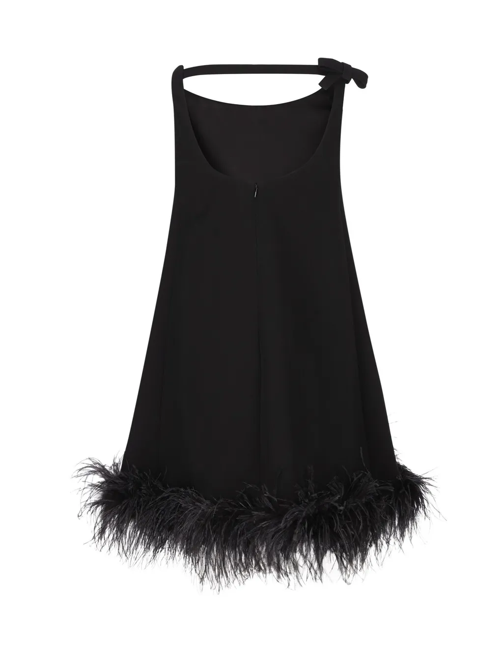 Feather-Trimmed Mini Dress