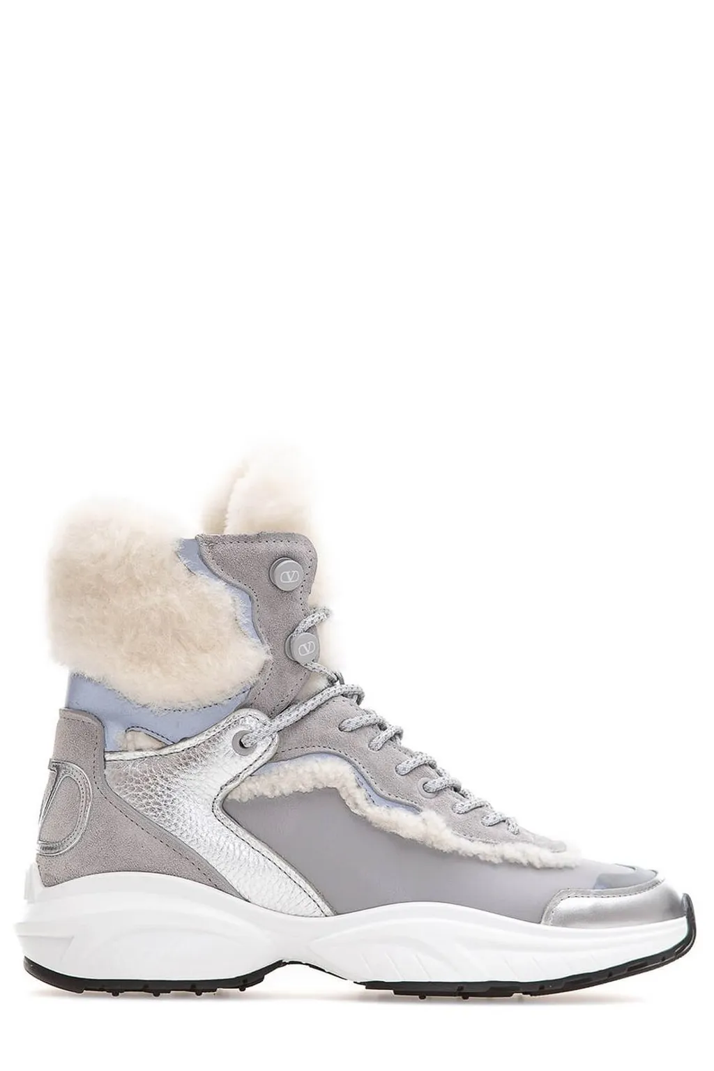 High-Top Sneakers With Shearling Trim