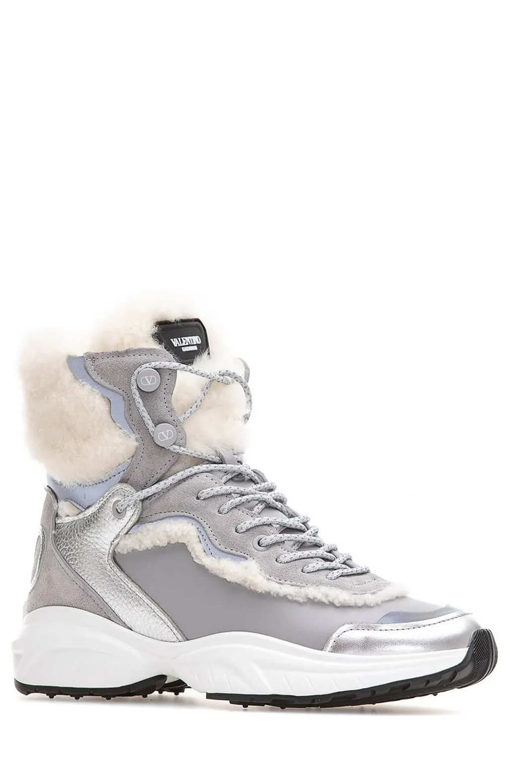High-Top Sneakers With Shearling Trim