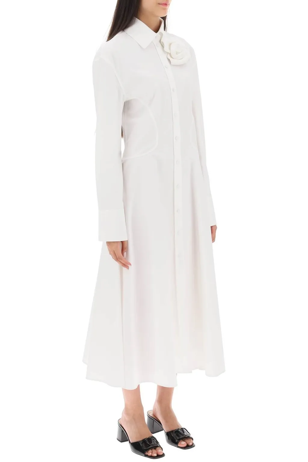 Shirt Dress With Flower Appliqué