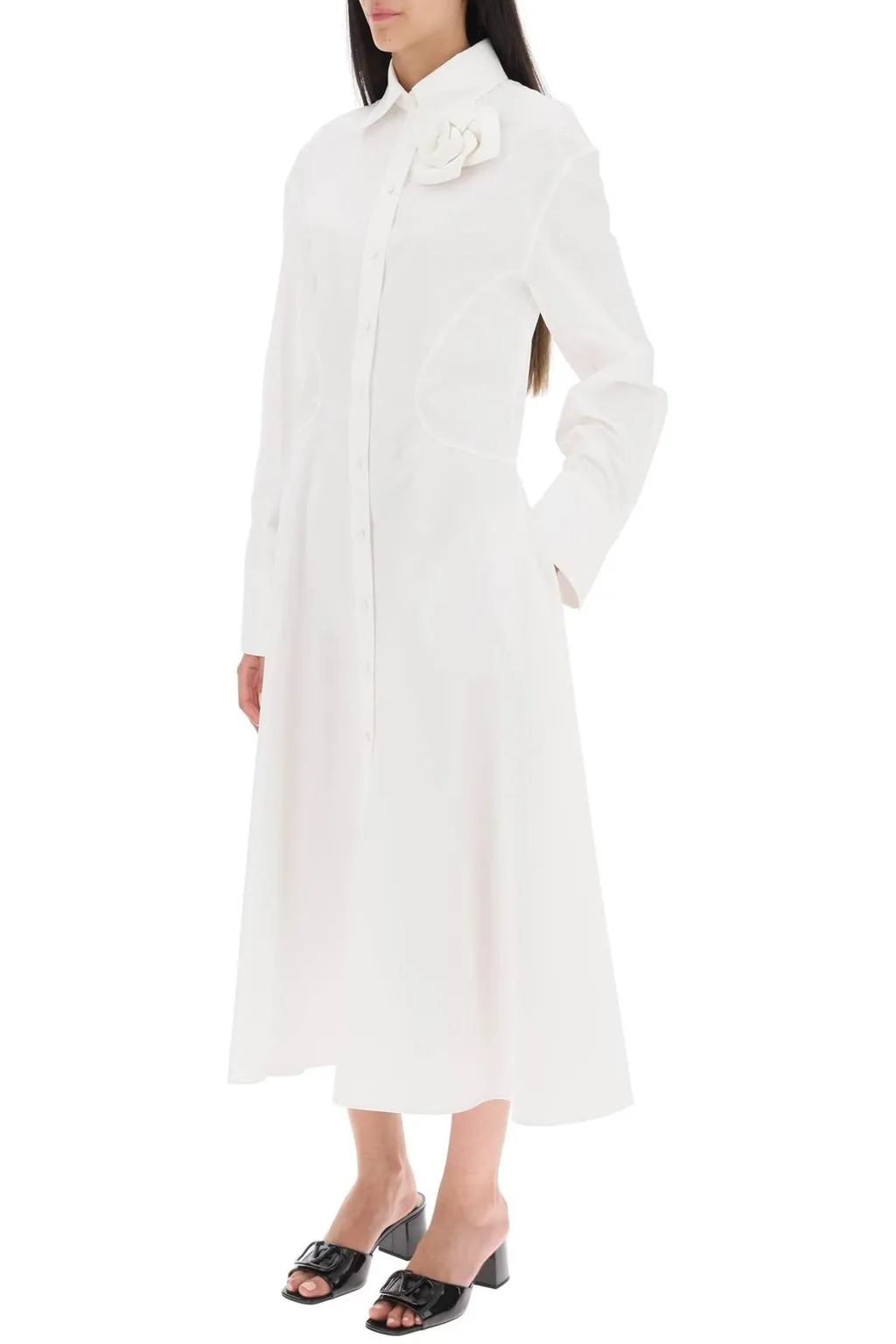 Shirt Dress With Flower Appliqué