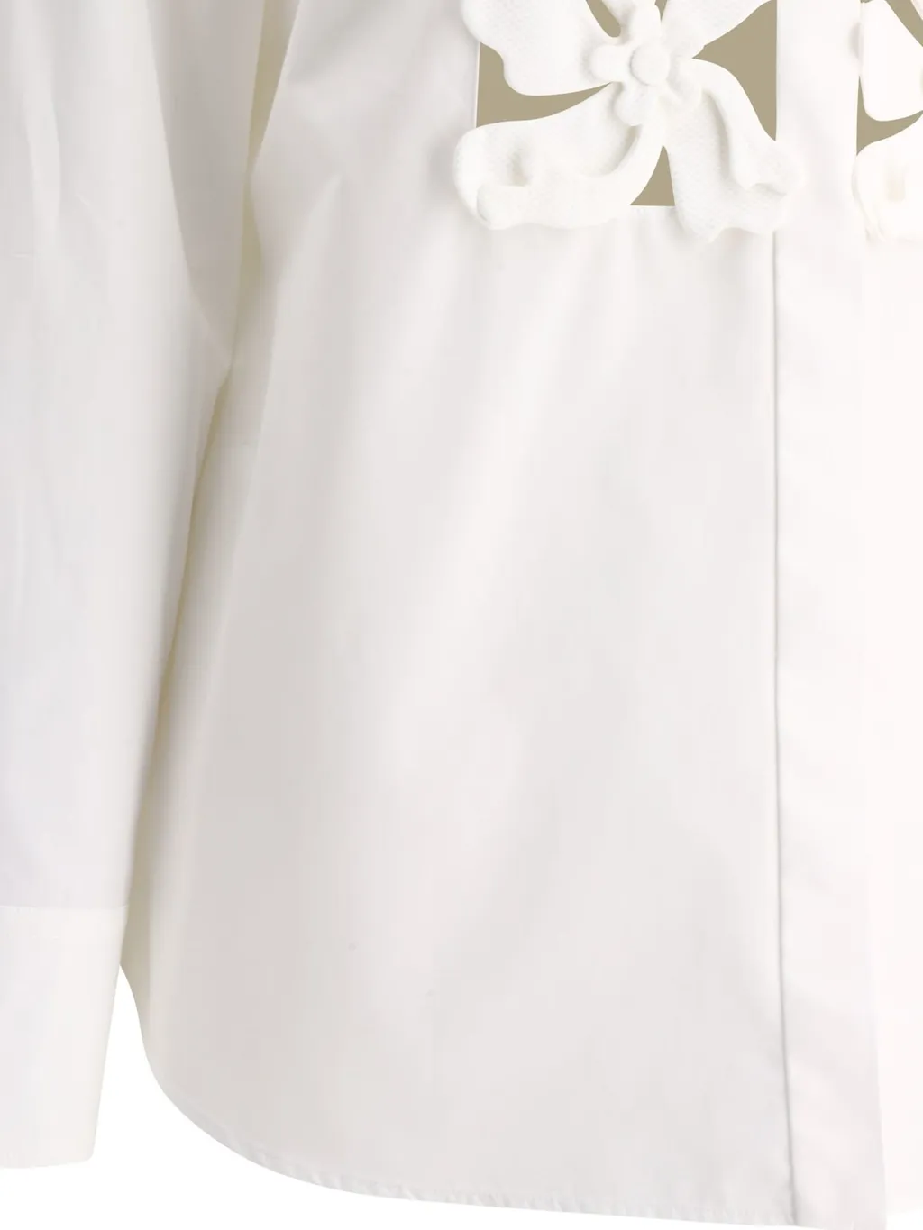 Cotton Poplin Shirt With Floral Appliqué