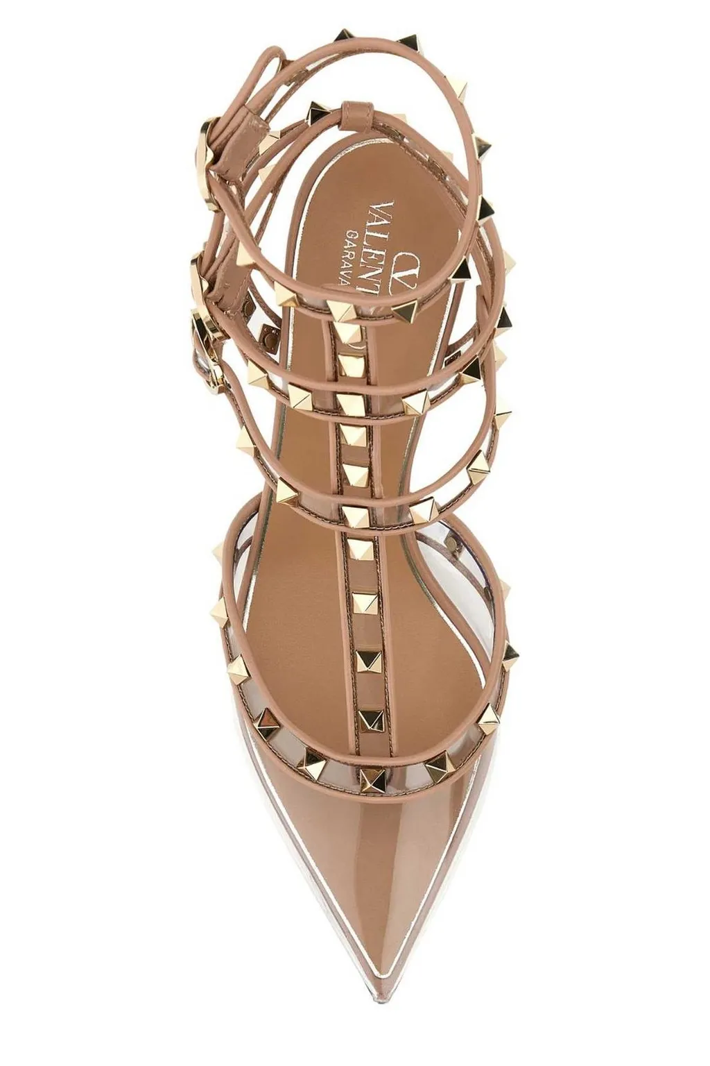 Studded Leather And Pvc Slingback Pumps