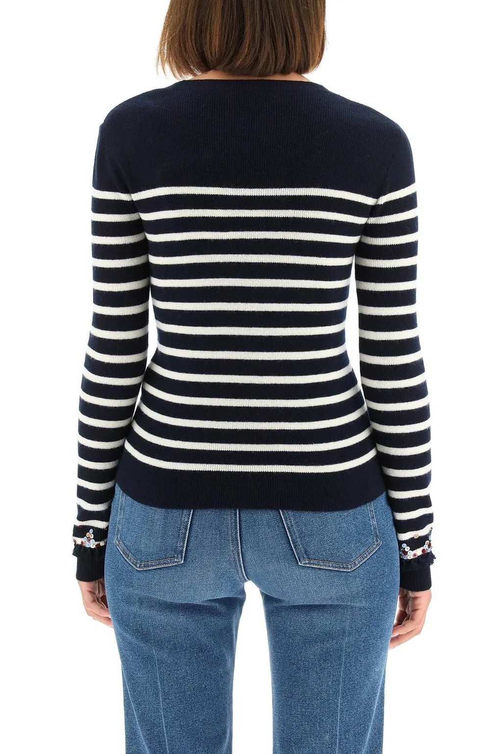 Striped Sweater With Embellishments